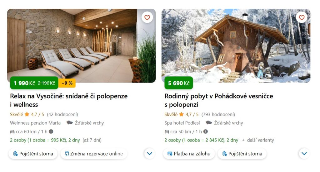 tipy na ubytování na Vysočině