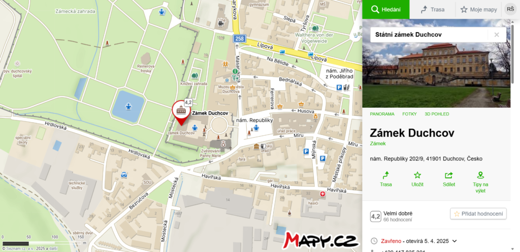 mapa kde najdete Zámek Duchcov