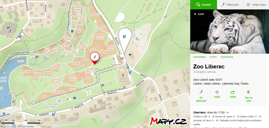 Mapa areálu ZOO Liberec