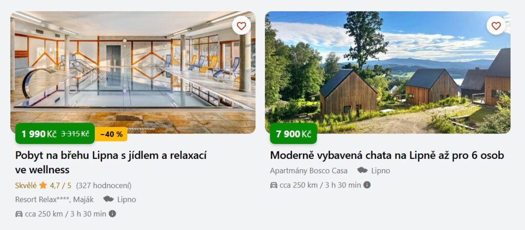 ubytování v okolí Lipna