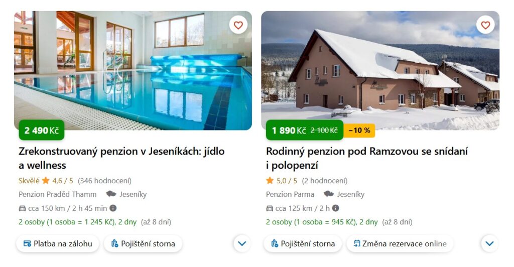 Tipy na ubytování Jeseníky