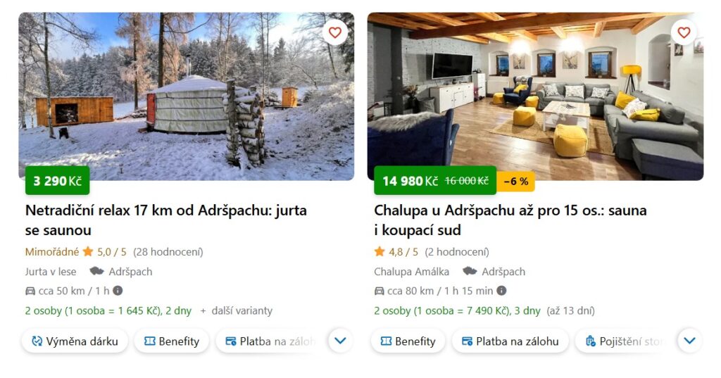 ubytování adršpach