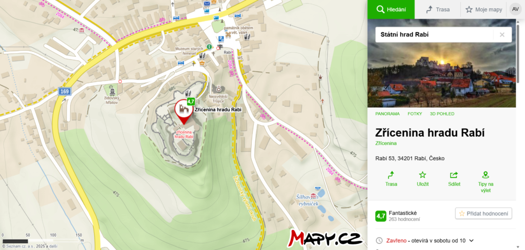 kde najdete zříceninu hradu Rabí