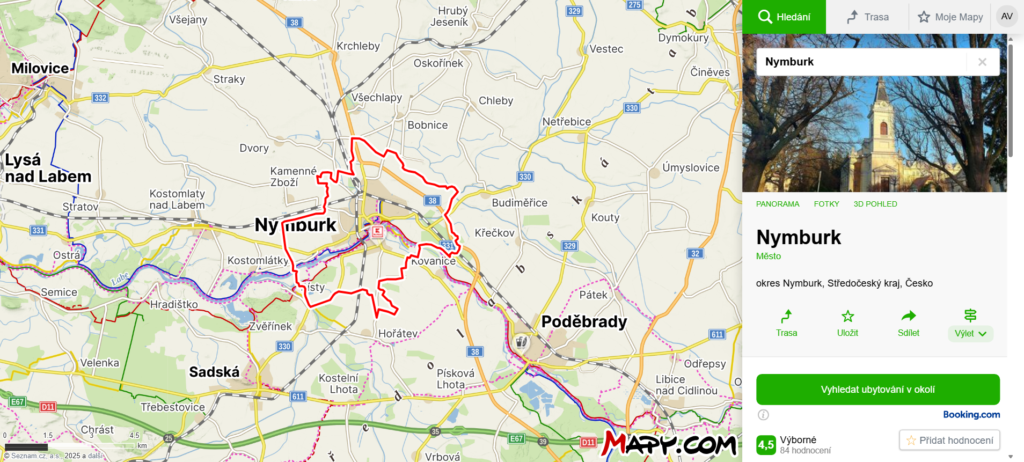 Mapa Nymburk