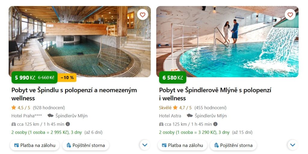 tipy na ubytování Špindlerův mlýn