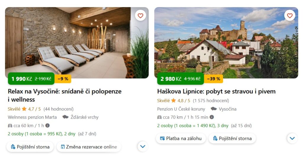 tipy na ubytování na Vysočině