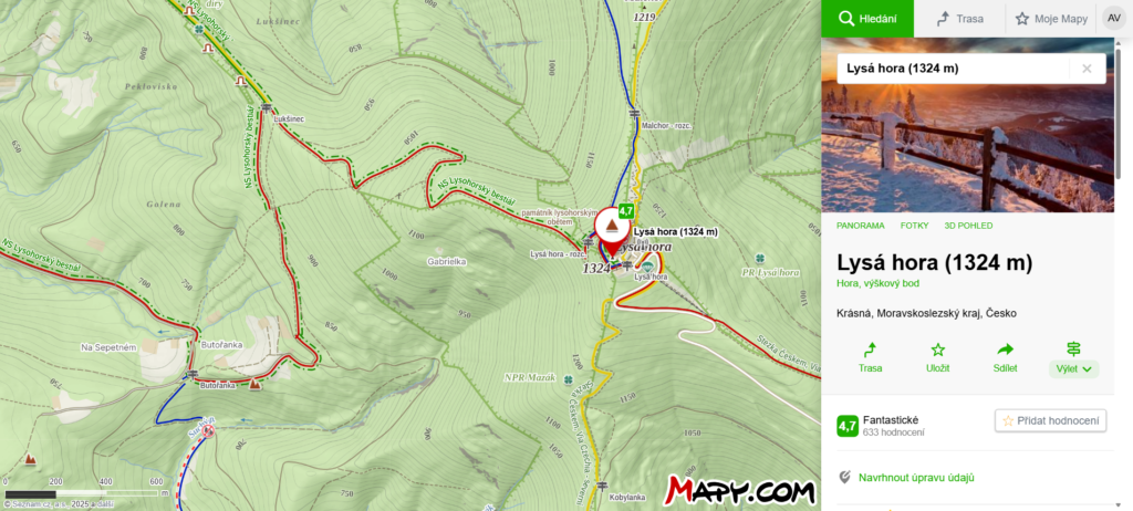 trasa na Lysou horu