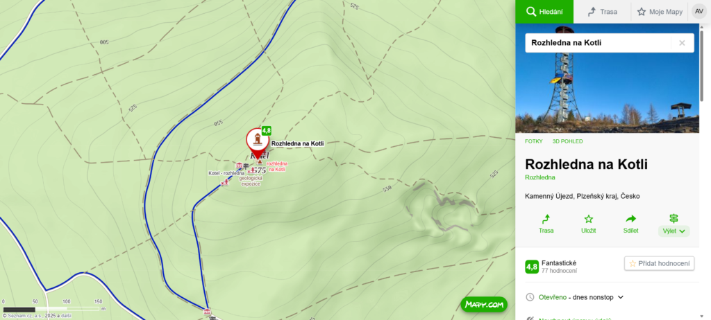 Rozhledna na kotli mapa