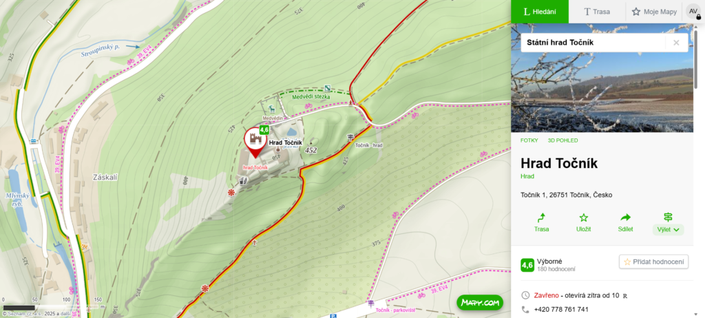 mapa hrad Točník