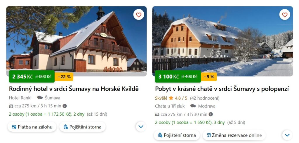 Tipy na ubytování Šumava