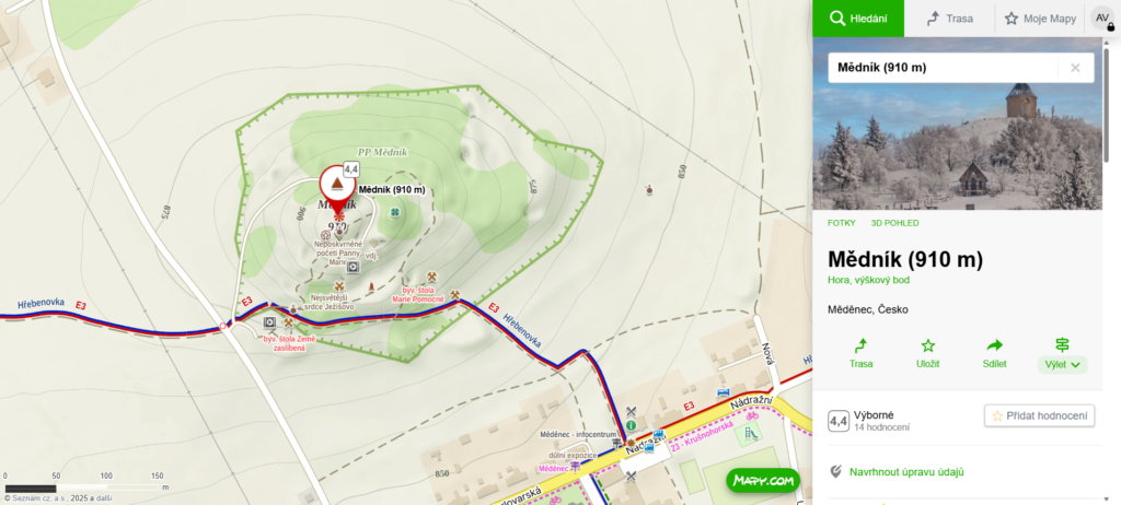 mapa kde najdete Mědník