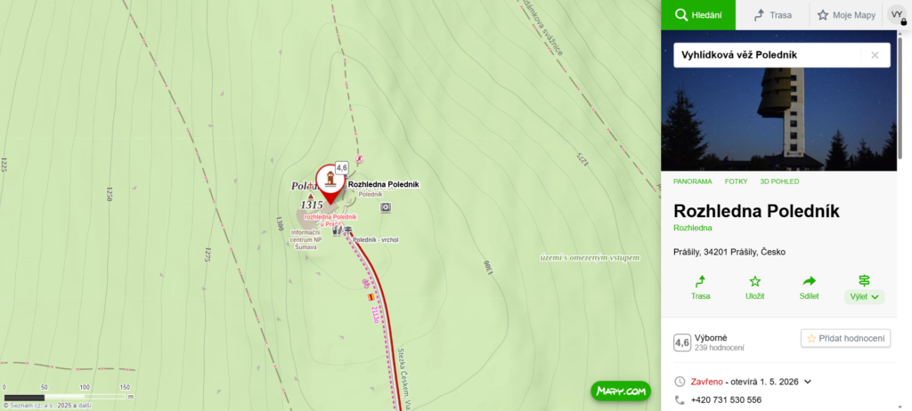 Mapa rozhledna Poledník