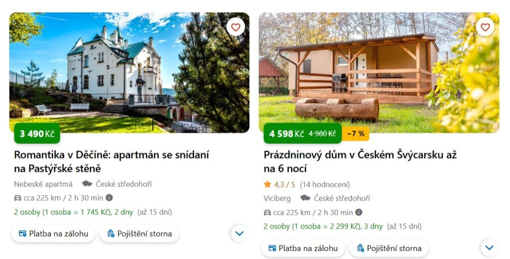 tipy na ubytování Děčínsko