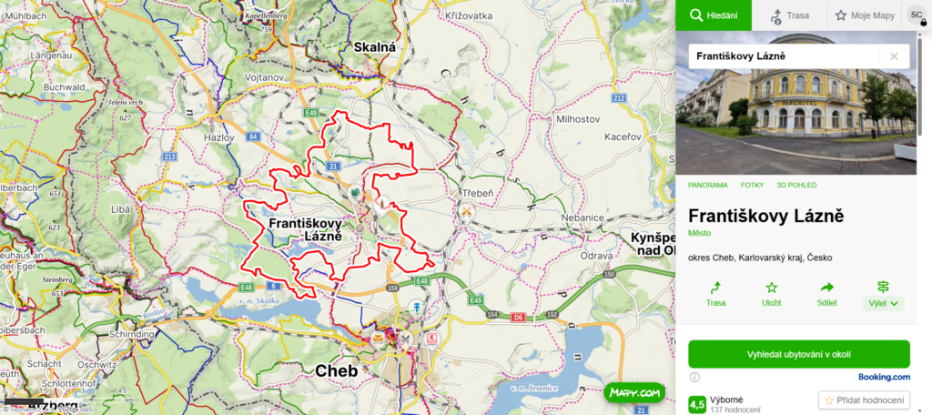 mapa Františkovy Lázně