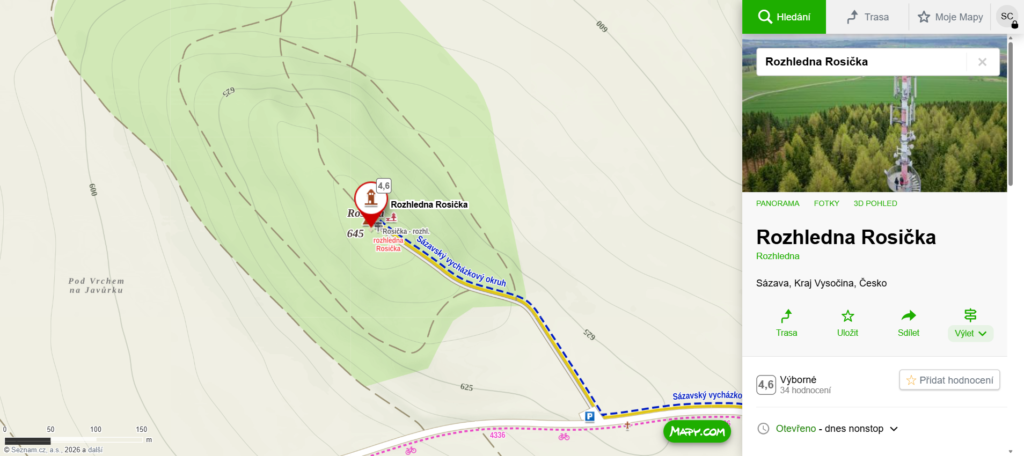 rozhledna Rosička mapa