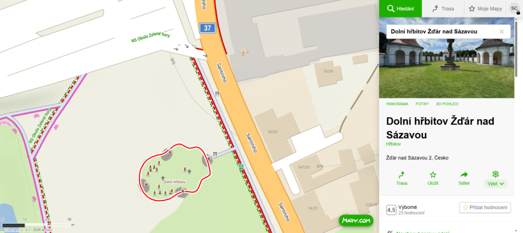 mapy Dolní hřbitov 