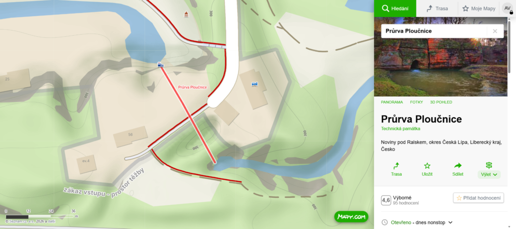 mapa Průrva Ploučnice